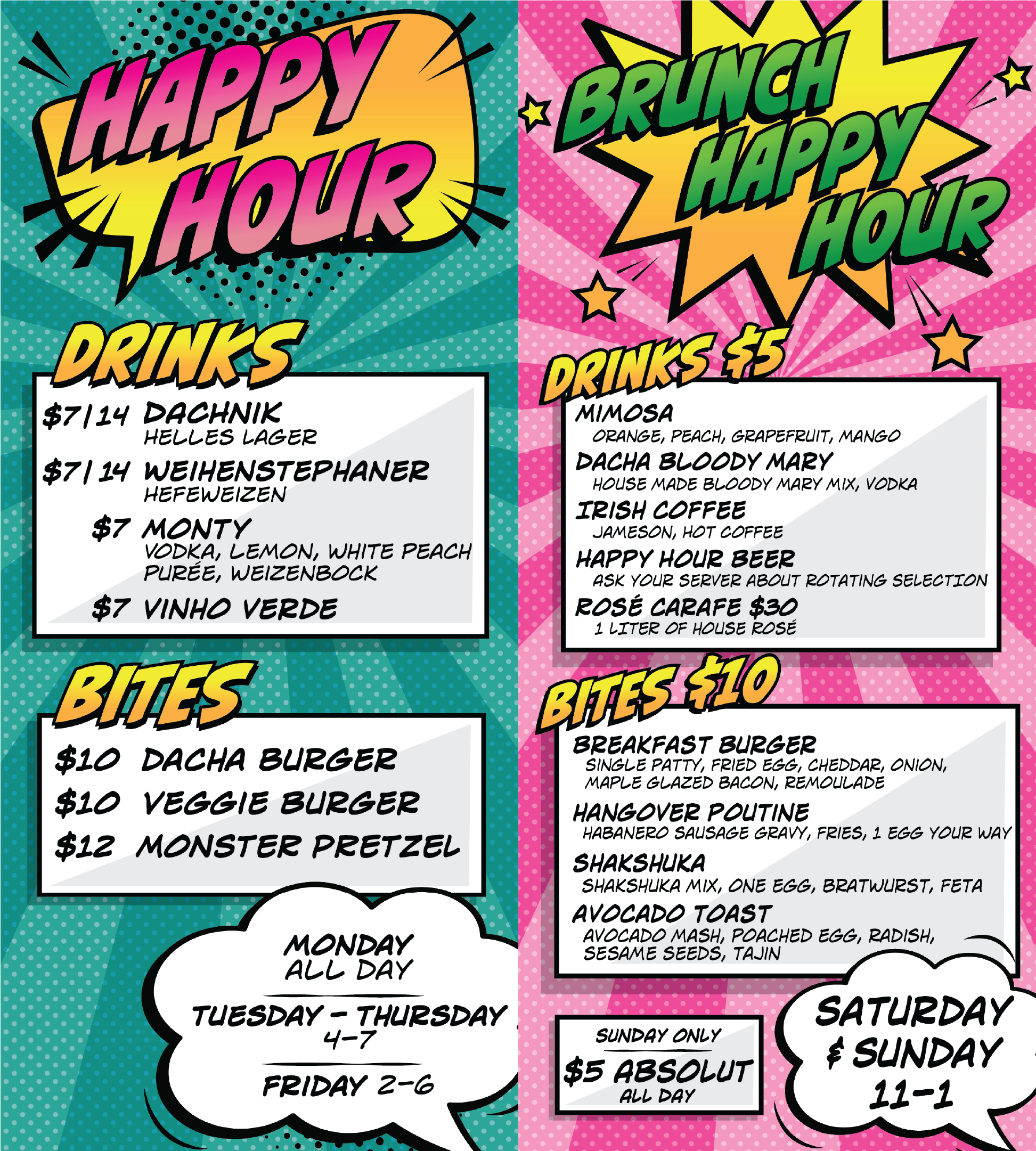 Menu Dacha Beer Garden in Shaw, Washington, DC